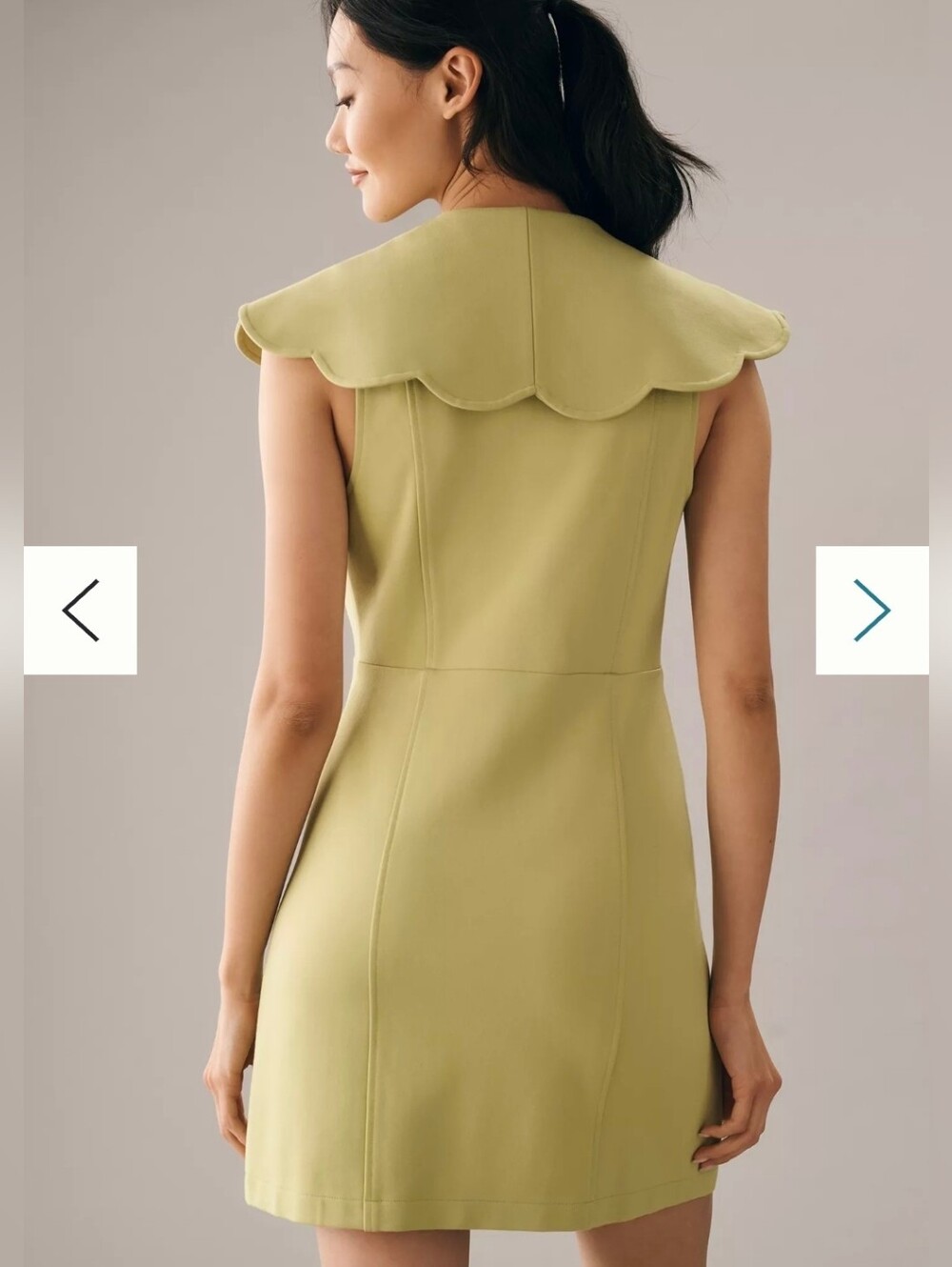 Maeve Anthropologie Scalloped Buttondown Green Mini Dress Size XS - Picture 2 of 14